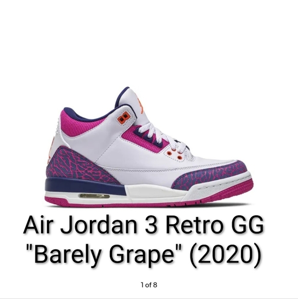 Jordan Shoes - Air Jordan 3 Retro GG "Barely Grape" - White/Purple/Pink- M6Y/W7.5 NWT & BOX